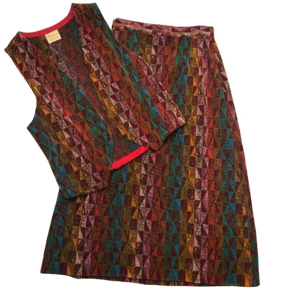 Vintage Custom Tailored One-of-a-kind 2 Pc. Tapestry Skirt & Vest See Meas.